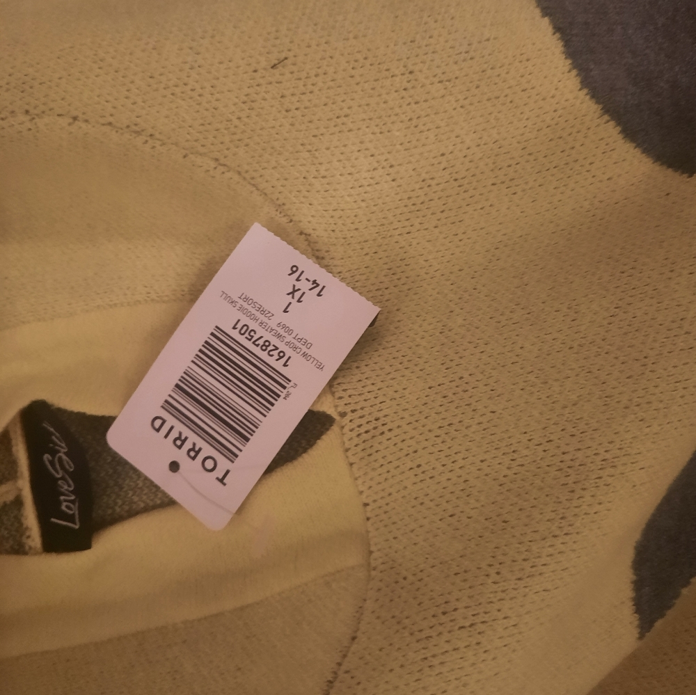 Torrid Yellow Crop Luxe Cozy Heart Sweater Hoodie - Picture 10 of 11